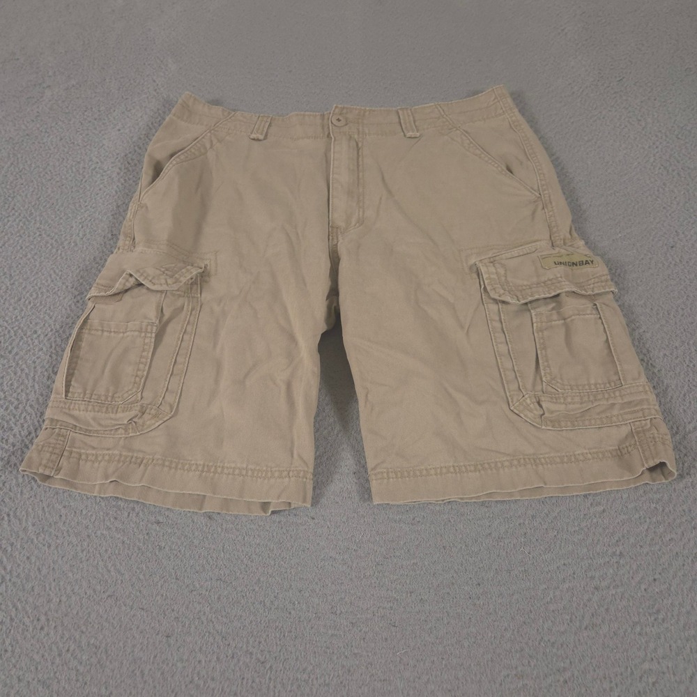 VINTAGE Unionbay Shorts Mens 36 Khaki Survivor Cargo Cotton Twill Pockets 00s